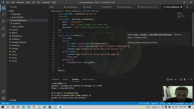 membuat database dengan maria db dan node js смотреть онлайн