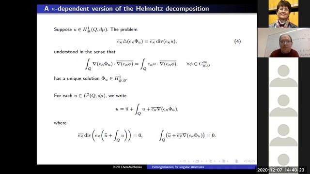 07.12.20 | Kirill Cherednichenko| Operator-norm resolvent homogenisation estimates for the system.. смотреть онлайн