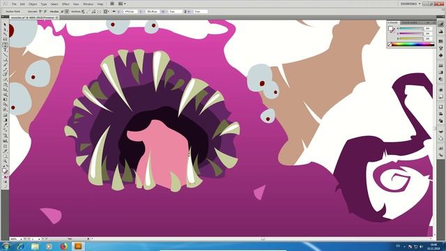 Cartoon monster character. Speed sketch with Krita. Vector art with Adobe Illustrator. смотреть онлайн