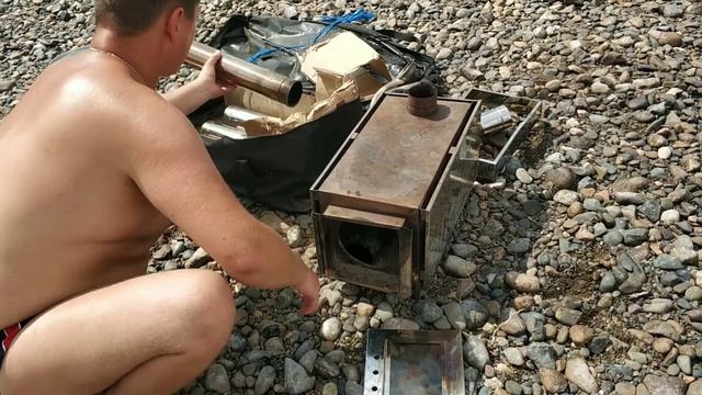 Баня на берегу! Обзор печь инвент камин средняя и палатка зимняя куб 3-х слойная... Река Томь... смотреть онлайн