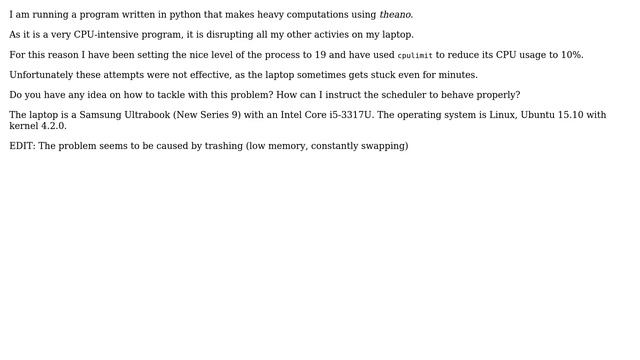 `cpulimit` and `nice` not effective in limiting the cpu usage of a python program that contains... смотреть онлайн