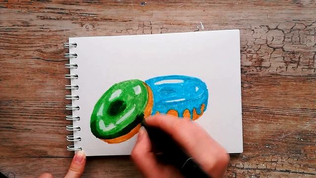 Как нарисовать ПОНЧИКИ маркерами | Скетчинг для начинающих с номерами маркеров смотреть онлайн