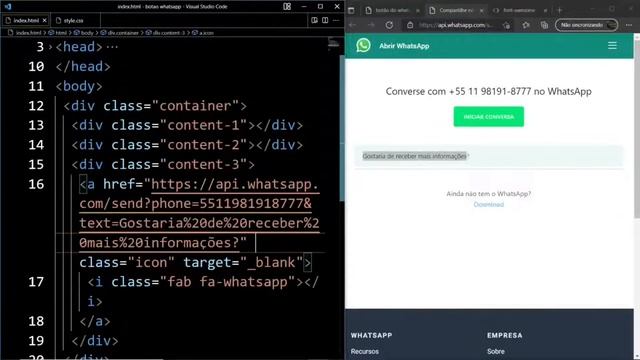 Como Fazer Botão Flutuante do WhatsApp | Html e Css смотреть онлайн