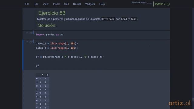 Pandas - Ejercicio 83: Mostrar los n Primeros y Últimos de DataFrame con las Funciones head y tail смотреть онлайн