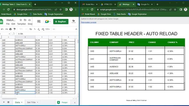 WebApp - Apps Script - HTML CSS Fixed Table Header - V3 | From Google Sheet | Auto Refresh (Member) смотреть онлайн