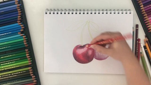 HOW TO DRAW CHERRIES | drawing fruit with coloured pencils смотреть онлайн