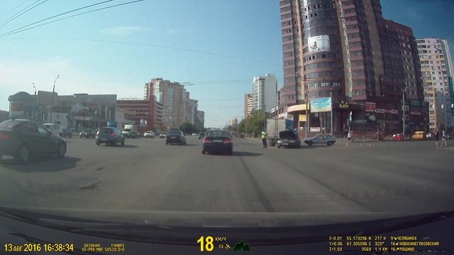 ДТП 13.08.2016, Челябинск, перекресток ул. Чичерина - ул. братьев Кашириных смотреть онлайн