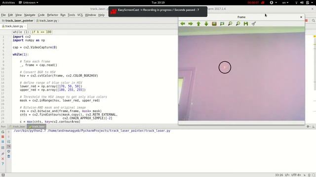 Laser Pointer Tracking - OpenCV , Python смотреть онлайн