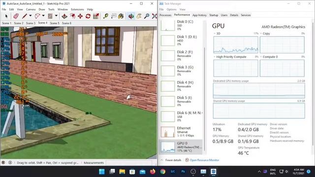 AMD Ryzen 5 5600G + VEGA 7, RAM 16 GB, Windows 11, Sketchup Benchmark смотреть онлайн