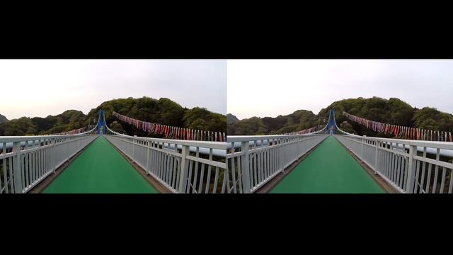 VR video 3D SBS - Ryujin Suspension Bridge and 1000 Carp Streamers смотреть онлайн