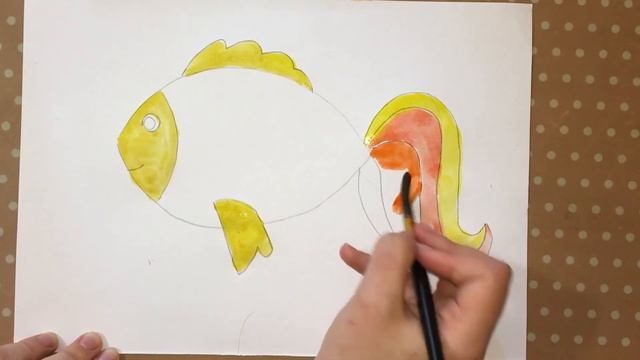 РИСУЕМ ЗОЛОТУЮ РЫБКУ. Как нарисовать золотую рыбку. Видео урок для детей смотреть онлайн