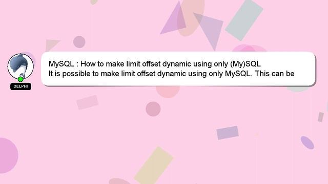 MySQL : How to make limit offset dynamic using only (My)SQL смотреть онлайн