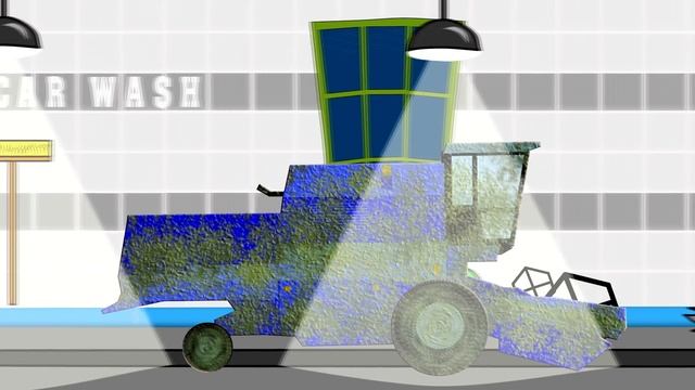 ☼ Traktor And Car Wash |  Bazylland  - Red Tractor And Colorful Animation For Children