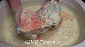 ASMR Neon Mushy Soap and Sponge ? Soaked Soap ? Sponge Squeezing