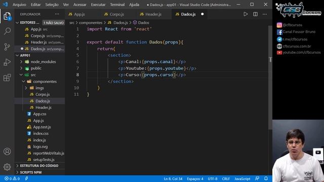 Enviar propriedades para os componentes com PROPS - Curso de React - Aula 06 смотреть онлайн