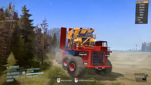 Spintires MudRunner Giant Monster Truck Transports A Mining Dump Truck Caterpillar смотреть онлайн
