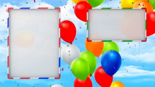 Фон с воздушными шарами и двумя рамками. смотреть онлайн