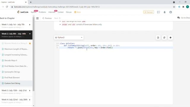 July 14/2021 LeetCode Challenge: Custom Sort String смотреть онлайн