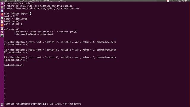 python2 gui tkinter radiobutton, bug hunting Traceback most recent call last смотреть онлайн