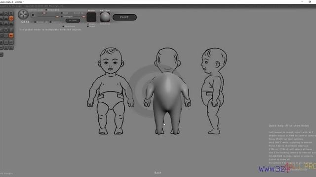 Sculptris - 04 - Обзор возможностей программы - Лепим "Пупса" смотреть онлайн