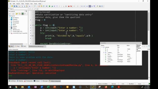 CS20 - Live Session - April 21 - Try/Except, Sanitizing User Inputs смотреть онлайн