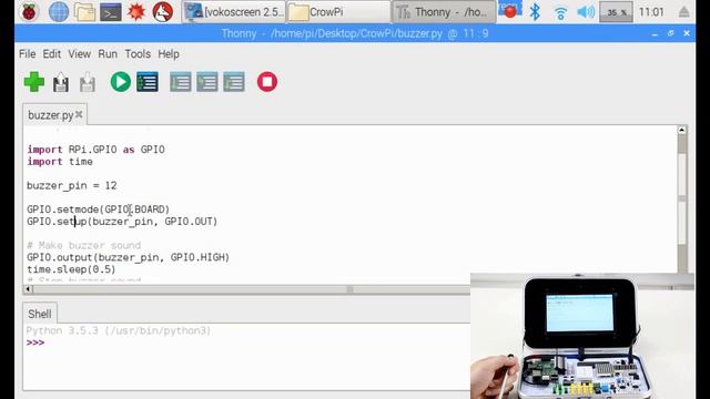 CrowPi Python Lesson 1 Using the Buzzer for alert sound or notification смотреть онлайн