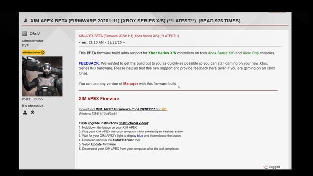 XIM Apex - Xbox Series X/S Compatibility Firmware Update смотреть онлайн