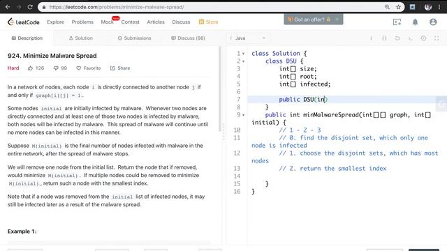 LeetCode 924. Minimize Malware Spread Explanation and Solution смотреть онлайн