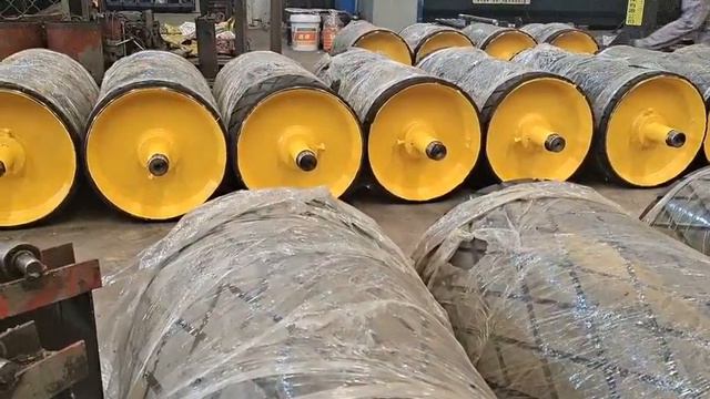 Drive Pulley and Tail pulley with rubber lagging for belt conveyor system смотреть онлайн