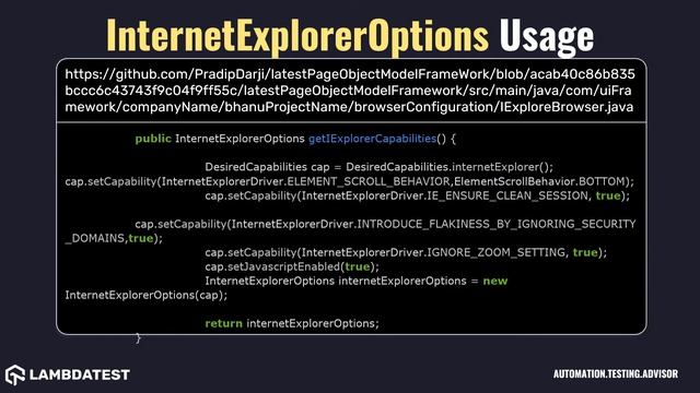 org openqa selenium ie InternetExplorerOptions with example смотреть онлайн