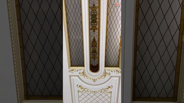 Межкомнатная дверь Эмаль Amazzoni Avorio patina Oro со стеклом смотреть онлайн
