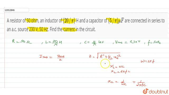 A resistor of 50 ohm, an inductor of `(20//pi)` H and a capacitor of `(5//pi) mu F` are смотреть онлайн
