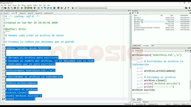 Escribir archivos de texto - 3 - Python Intermedio tutorial en español смотреть онлайн