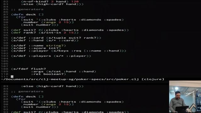 Testing poker hands with Clojure spec custom generators - Singapore Clojure Meetup смотреть онлайн