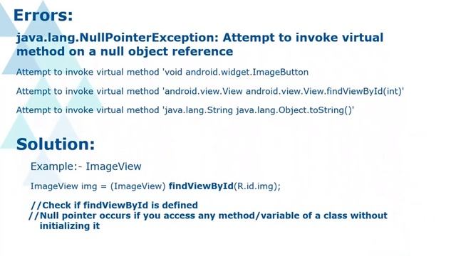 java.lang.NullPointerException: on a null object reference - Solution смотреть онлайн