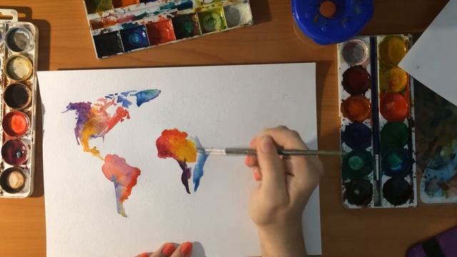 Карта мира акварелью | colorful map tumblr смотреть онлайн