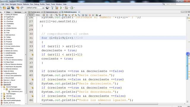 Ejercicio #30 de Java.- Saber si un array está en orden creciente o decreciente. смотреть онлайн