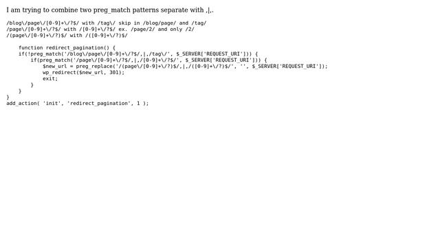 Wordpress: php preg_match with multiple patterns смотреть онлайн