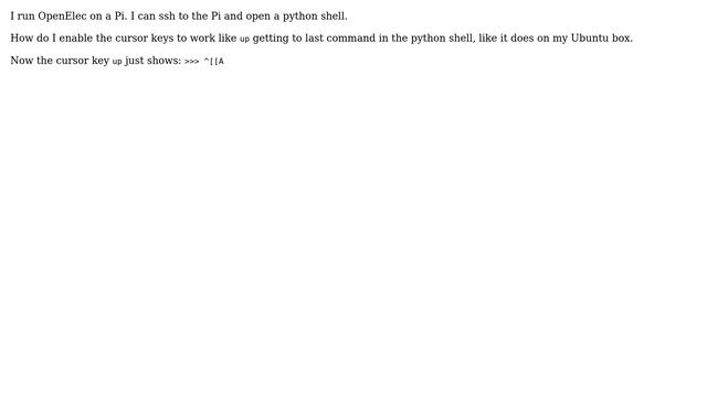 Enable cursor keys in python shell over ssh смотреть онлайн