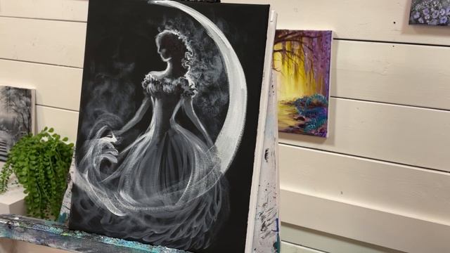 How To Paint “MOON MAIDEN” ?#acrylic #painting tutorial смотреть онлайн