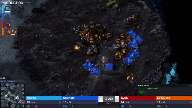 StarCraft 2: Dark's PROTOSS vs Scarlett's TERRAN! (2v2) смотреть онлайн