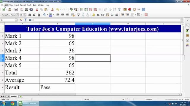 Product Sheet Allow Particular Range In LibreOffice Clac смотреть онлайн