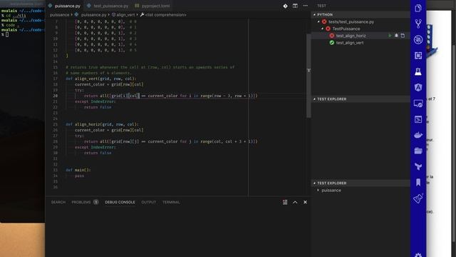Coding Test du puissance 4 en TDD (python 3, unittest, poetry & vscode) смотреть онлайн