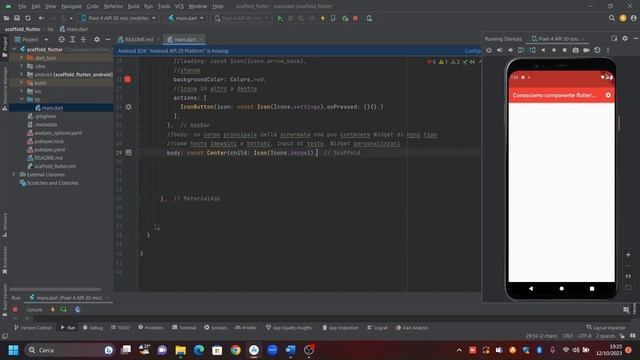 Come inserire Widget Scaffold in flutter con android studio Corso Flutter Tutorial ITA смотреть онлайн