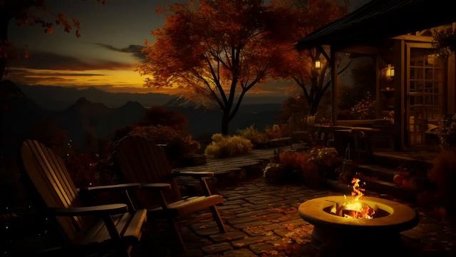 Cozy Autumn Porch With Autumn Night Nature Sounds, Fire Sounds, Soft Wind & Relaxing Crickets смотреть онлайн