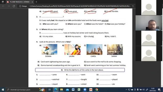6. Sınıf İngilizce 2. Dönem 2. Yazılı çalışması 2 смотреть онлайн