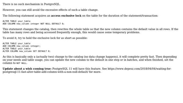 Databases: Does PostgreSQL optimize adding columns with non-NULL DEFAULTs? (2 Solutions!!) смотреть онлайн