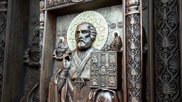 Икона Святителя Николая Чудотворца. Выполнена мастерской https://vk.com/reznaja_ikona_panno смотреть онлайн