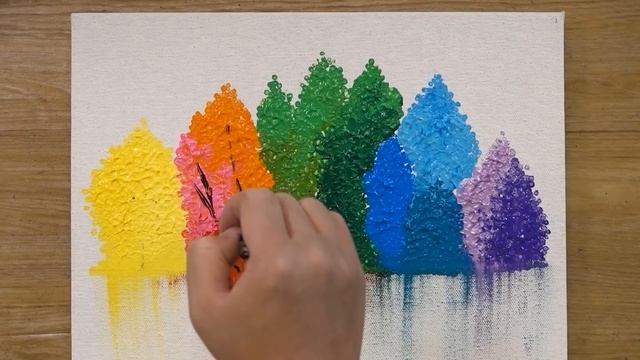 Abstract Landscape Painting - Cotton Swabs Painting Technique #491