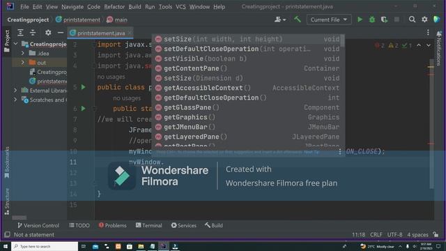 java GUI window creation смотреть онлайн